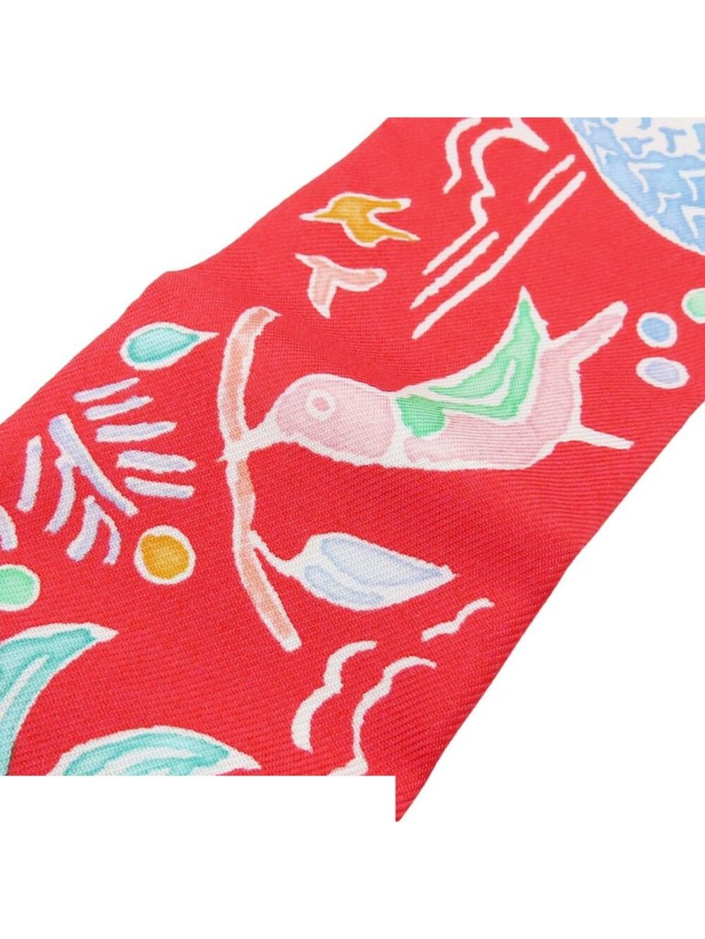Hermes Twilly Scarf Grenadine Vert Blue Silk Isola DI Primavera Spring Island - Picture 5 of 9